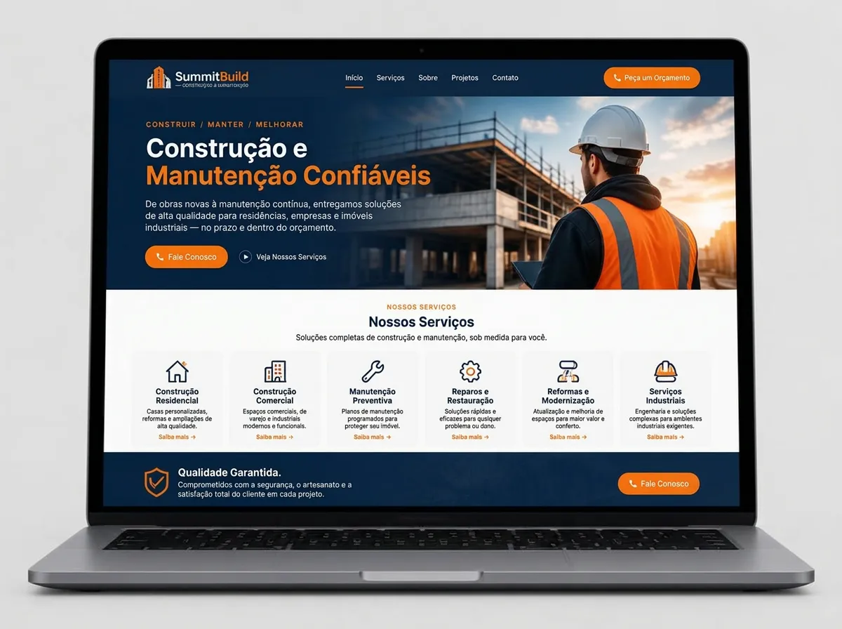 Modelo demonstrativo de site para empresa de serviços